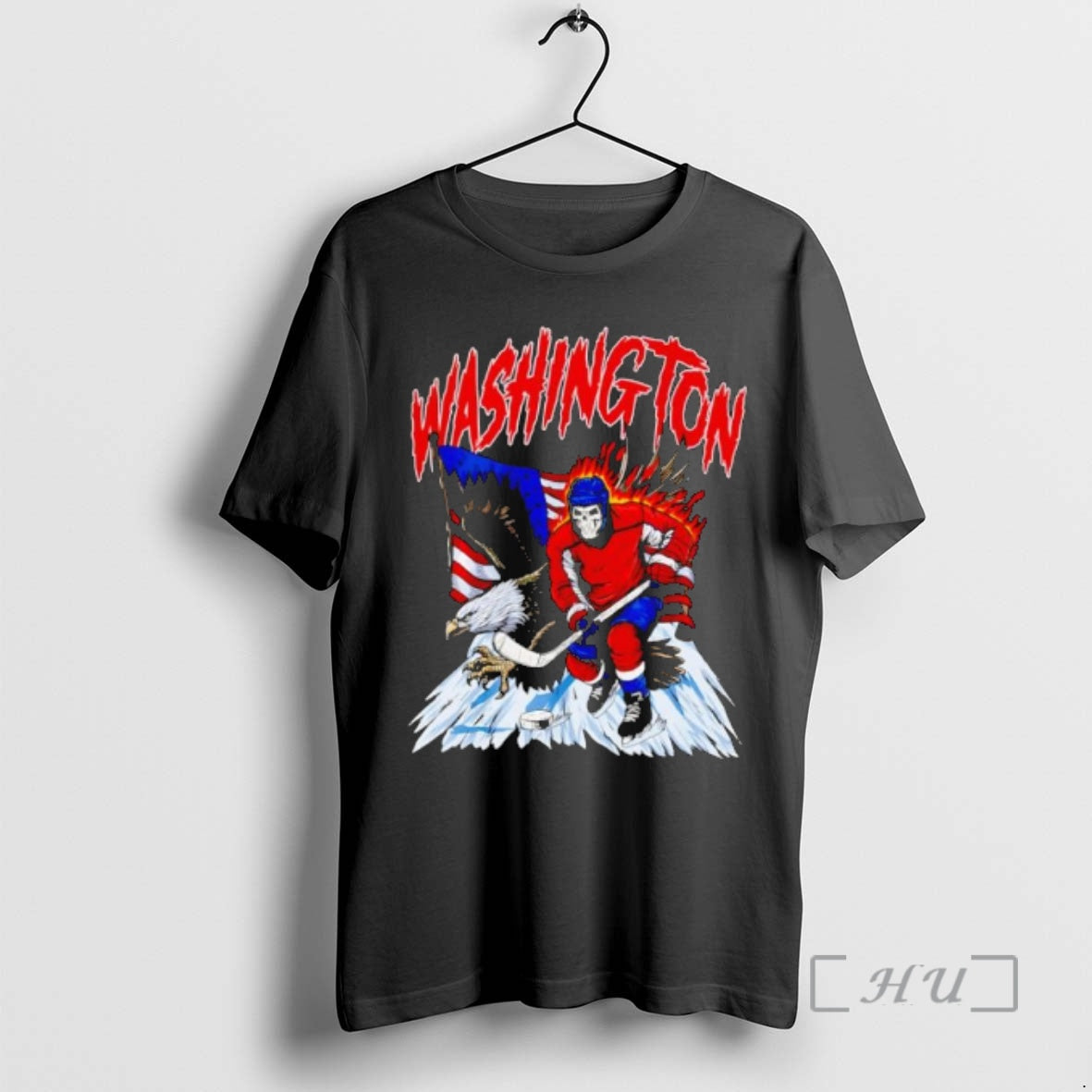 Officials Washington Skeleton Hockey Player American Eagle Flag Unisex