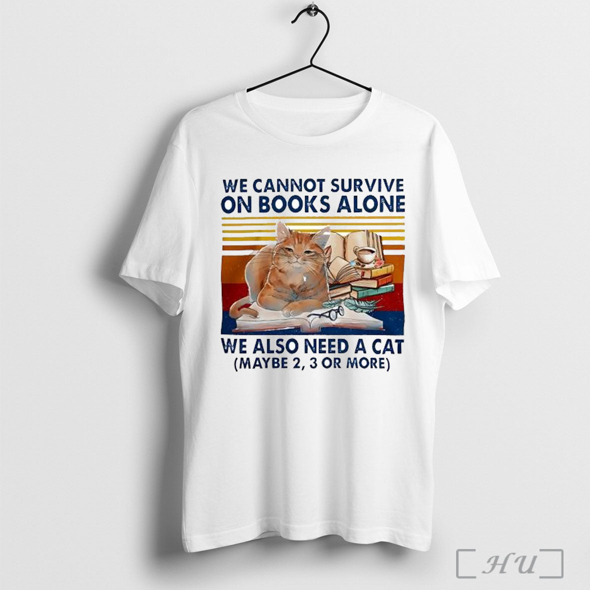 Officials We Cannot Survive On Books Alone Cat Vintage T Shirt Unisex