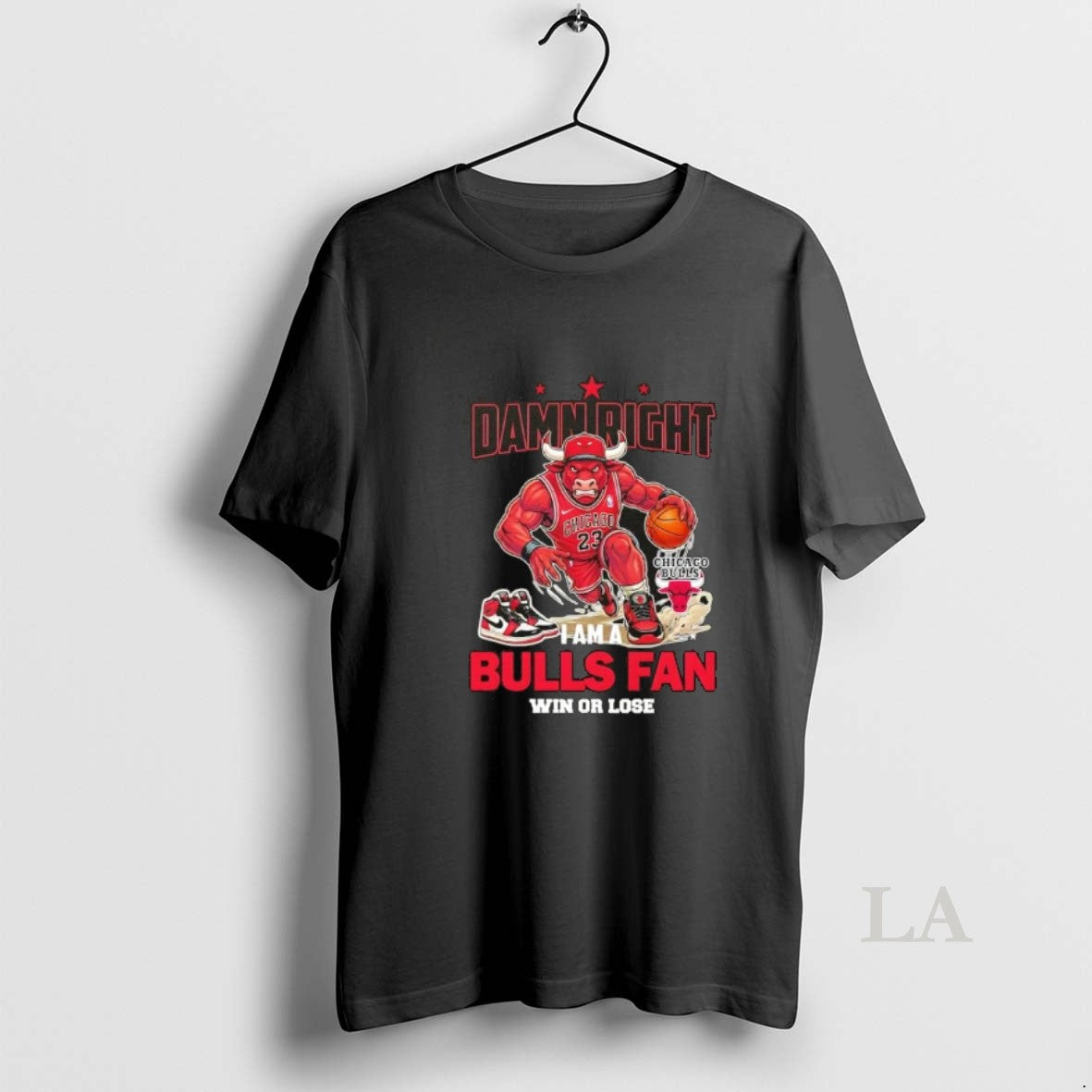 Original Damn Right I Am A Chicago Bulls Mascot Fan Win Or Lose Unisex