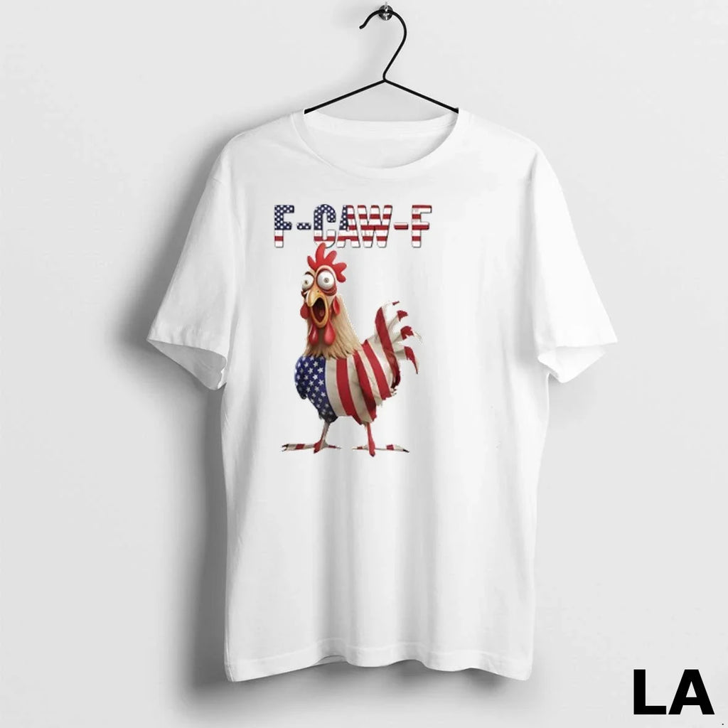 Original Funny F Caw F Chicken Usa Flag Fcawf American Chicken Ladies Unisex