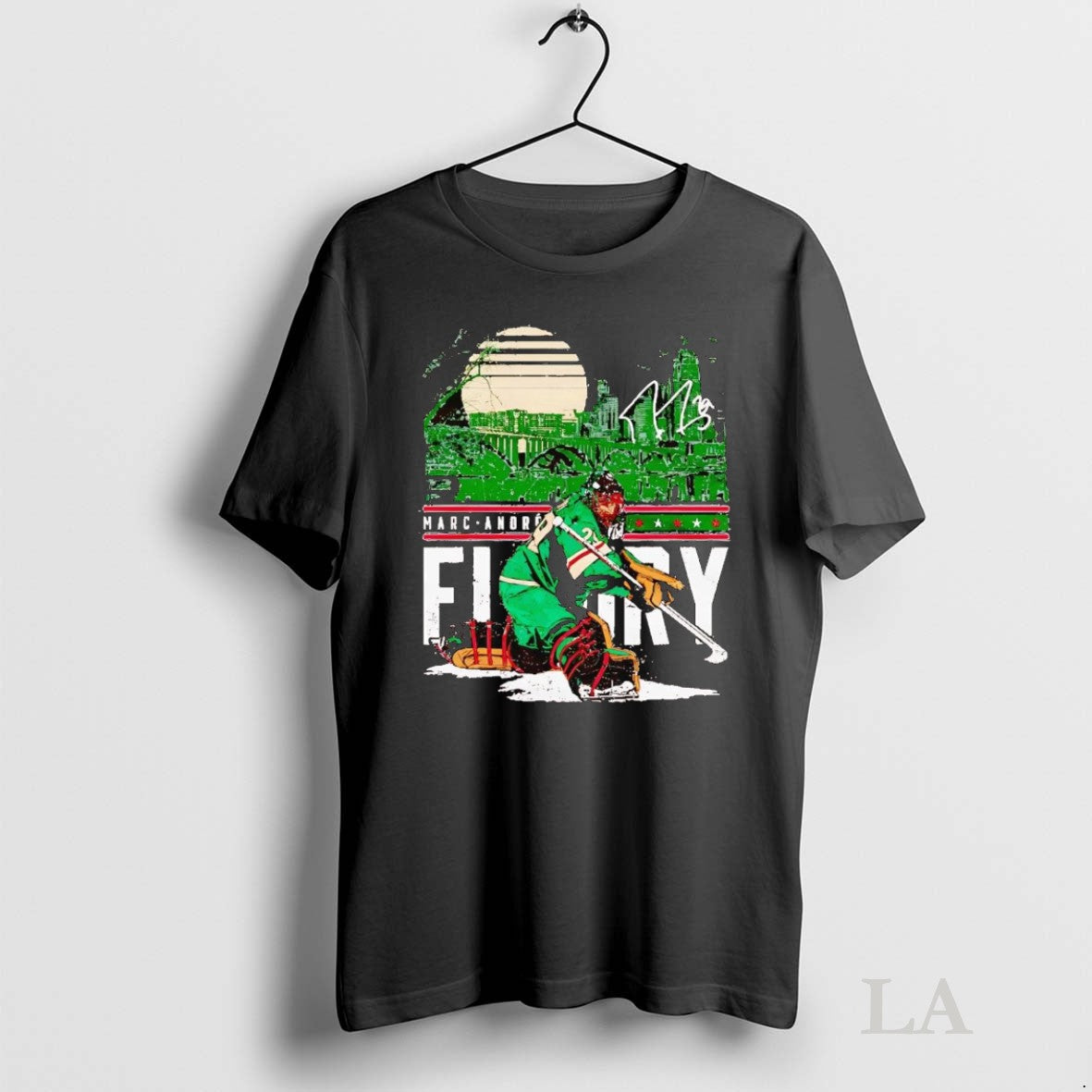 Original Marc Andre Fleury Minnesota City Skyline Signature Unisex