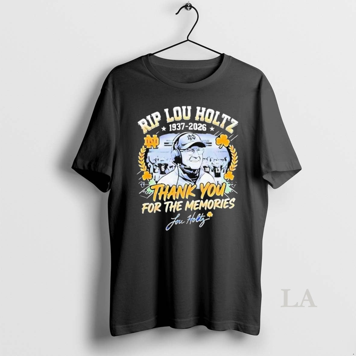 Original Rip Lou Holtz Notre Dame Fighting Irish Football 1937 2026 Signature Long Sleve Unisex