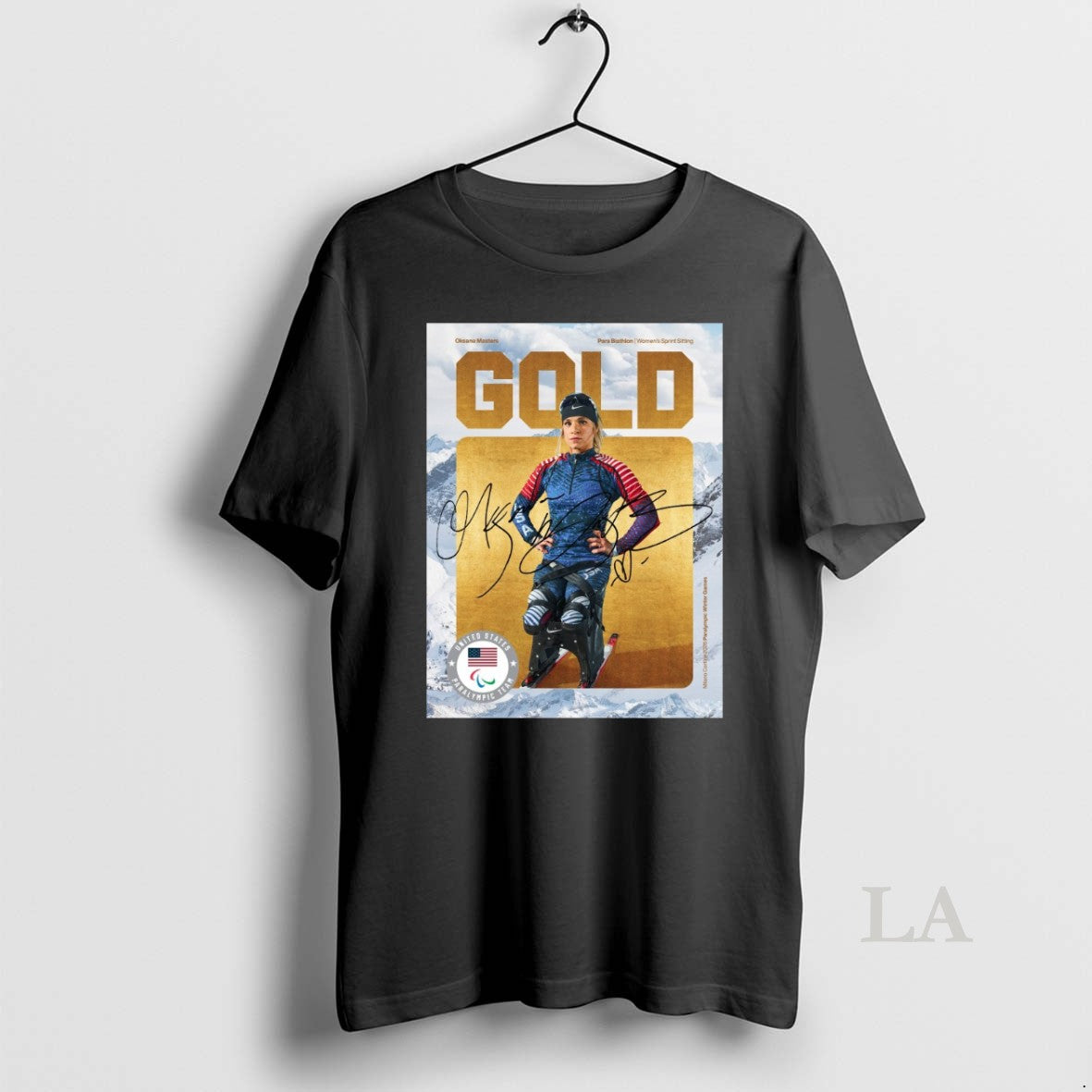 Original Team Usa Oksana Masters Para Biathlon Womens Sprint Sitting Gold Medal Signature Unisex