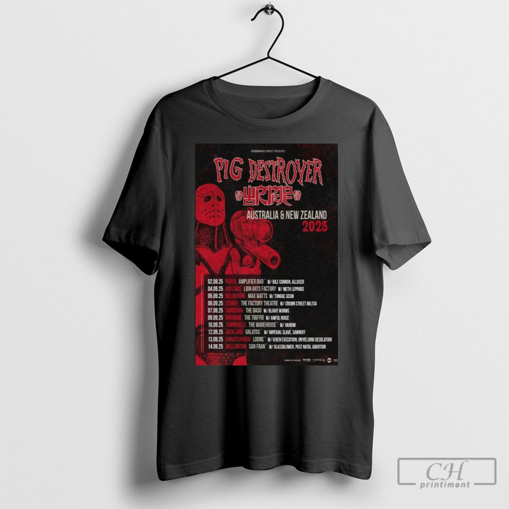 Pig Destroyer Australia New Zealand 2025 T Shirts Unisex