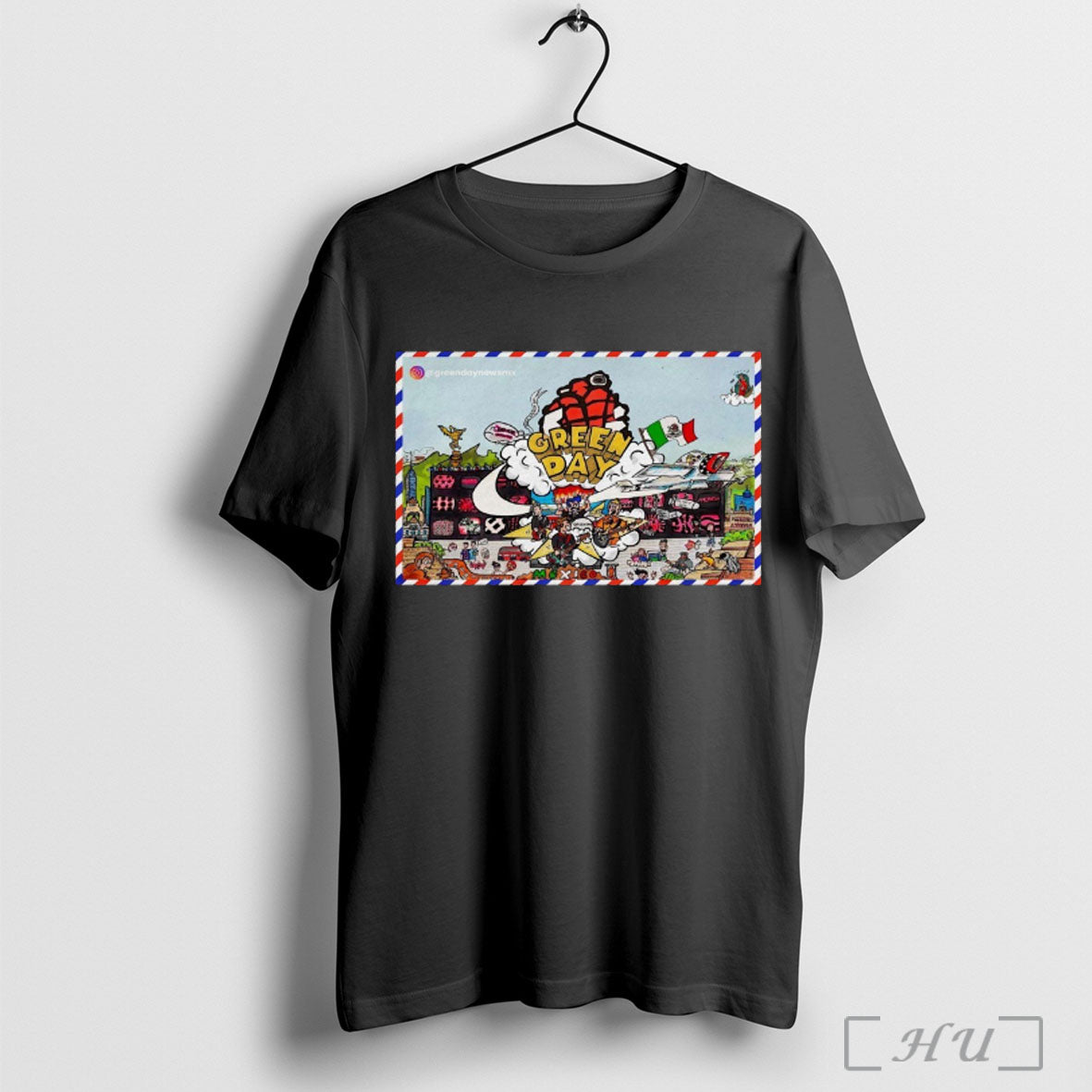 Poster Green Day News Mexico Saviors Tour 2025 Artwork T Shirt Unisex