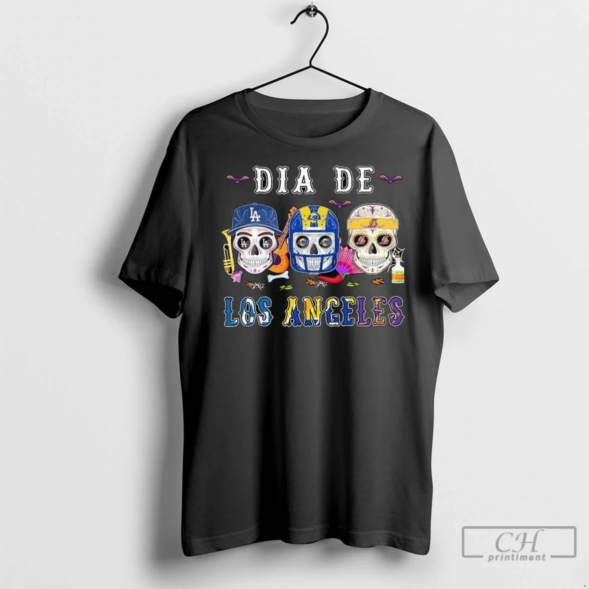 Premium Dia De Los Angeles City Sports Sugar Skull 2025 Long Sleve Unisex