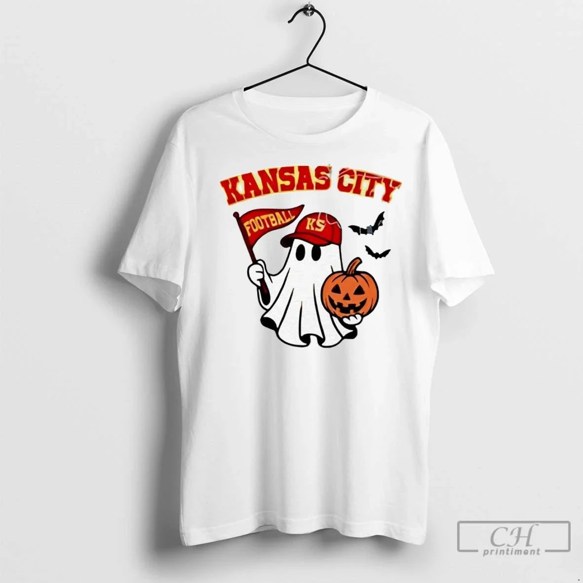 Premium Halloween Ghost Kansas City Chiefs Football Flag Pumpkin Unisex