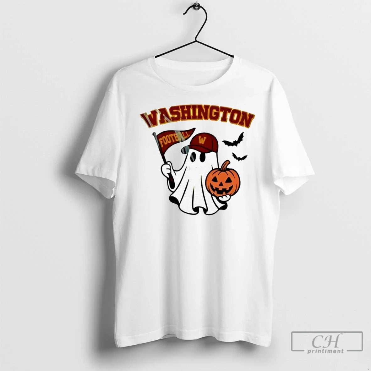 Premium Halloween Ghost Washington Commanders Football Flag Pumpkin Unisex