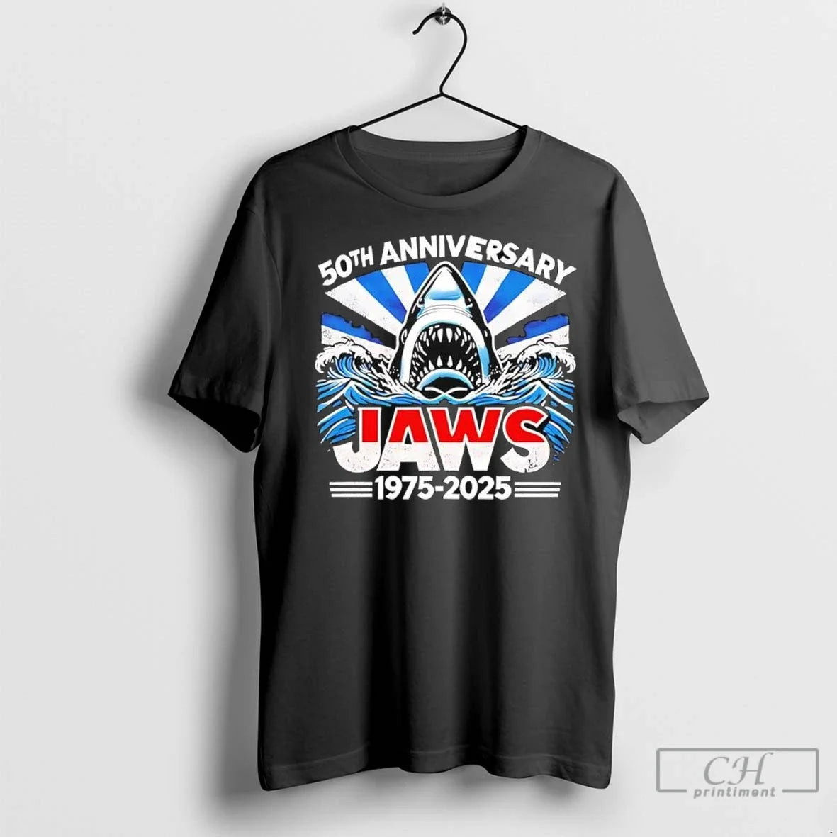 Premium Jaws Movie 50th Anniversary 1975 2025 T Shirts Unisex