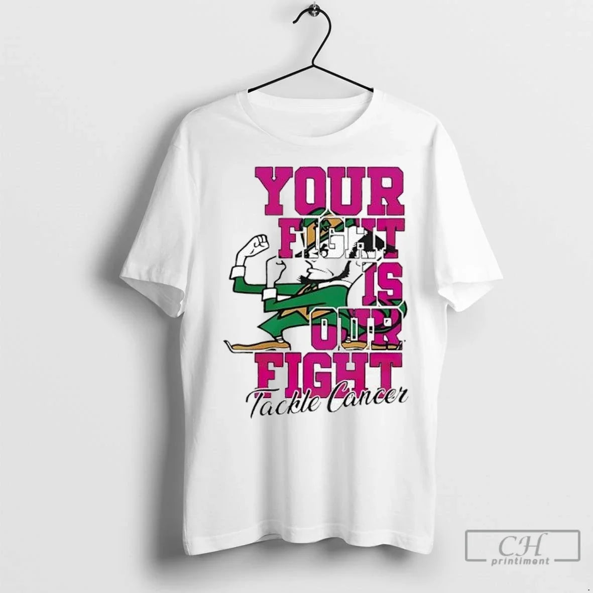 Premium Notre Dame Fighting Irish Mascot Tackle Cancer Your Fight Is Our Fight Unisex