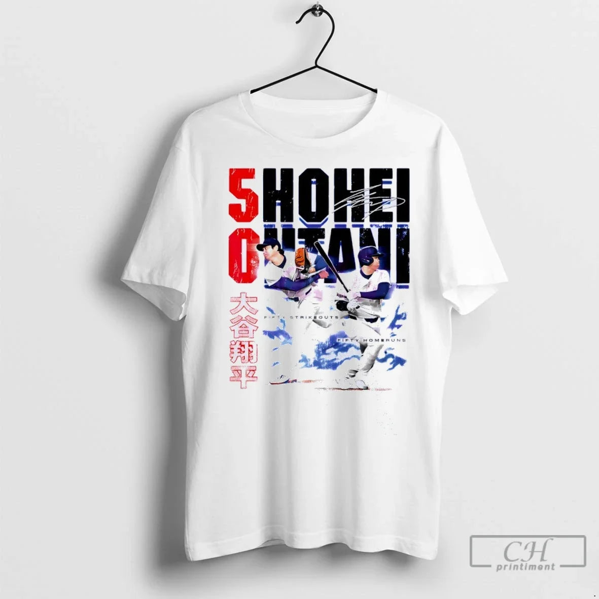 Shohei Ohtani Los Angeles Dodgers 50 Strikeouts 50 Home Runs Signature T Shirts Unisex
