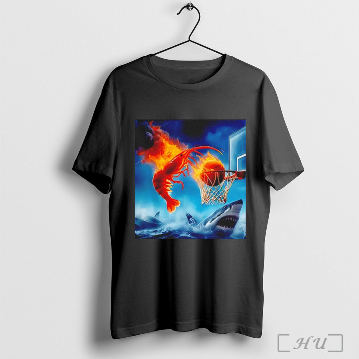 Shrimp Dunk Basketball Shark T Shirt Unisex