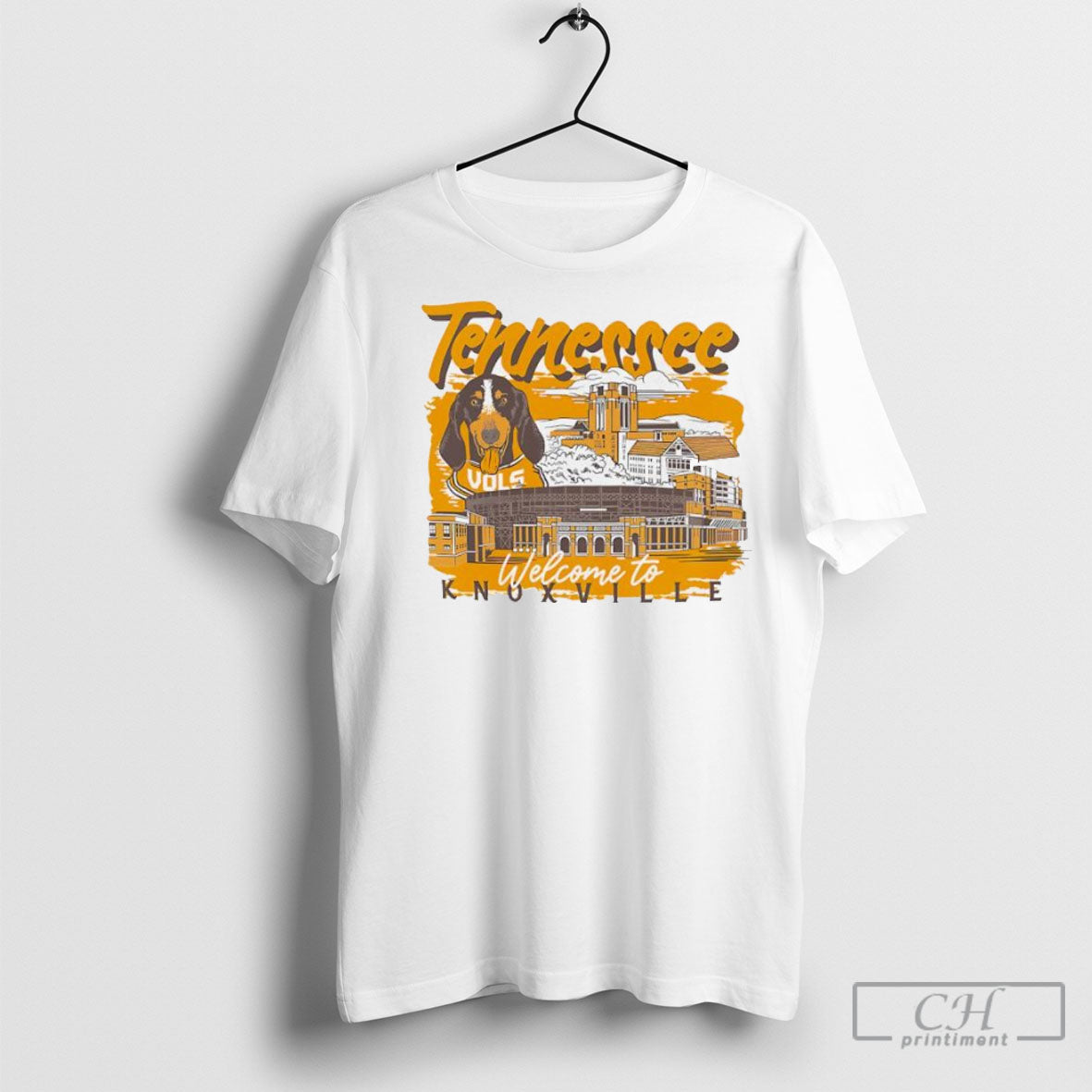 Tennessee Volunteers Football Welcome To Knoxville Hand Drawn Campus Stack Shirts Unisex