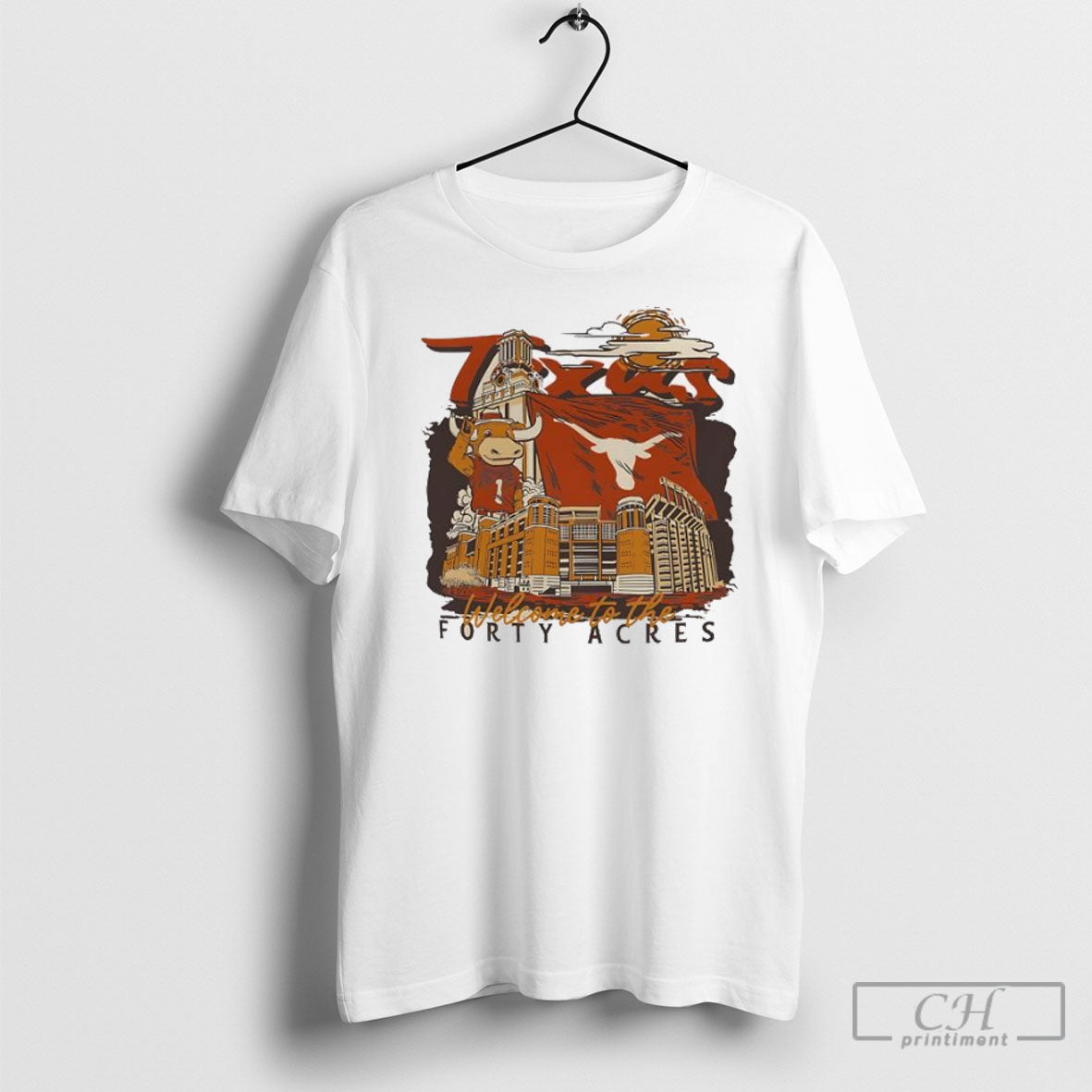 Texas Texas Longhorns Football Welcome To The Forty Acres Hand Drawn Campus Stack Shirts Unisex