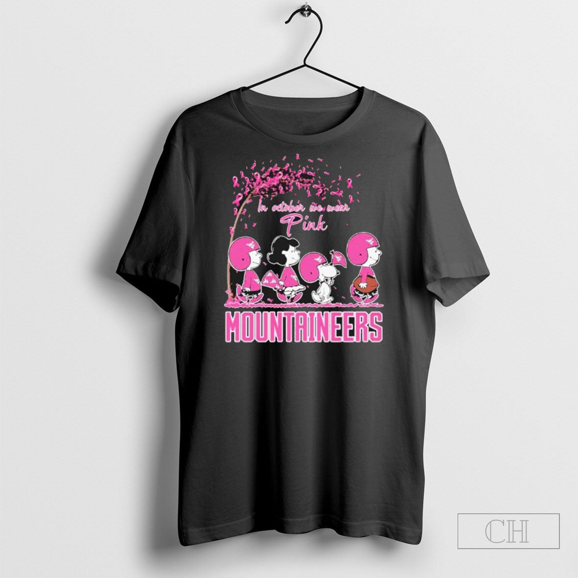 The Peanuts Walking X West Virginia Mountaineers In October We Wear Pink Shirts Unisex