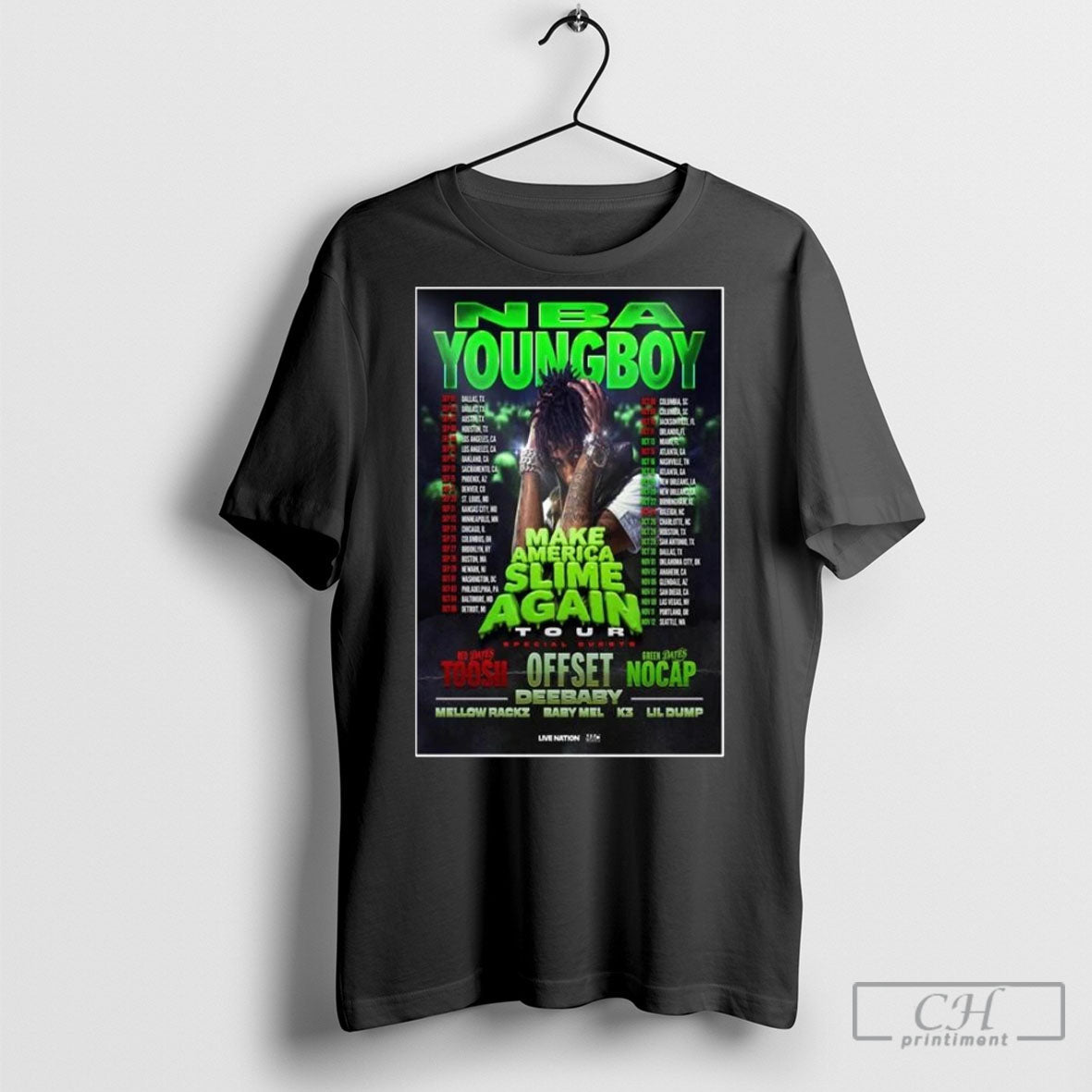 Youngboy Never Broke Again Make America Slime Again Tour 2025 Poster T Shirts Unisex