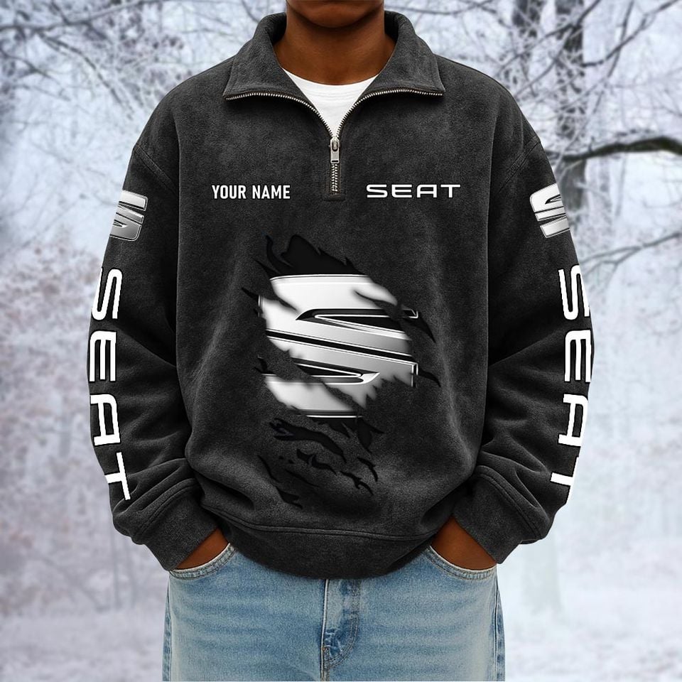 Seat Custom Name Quarter Zip Pullover Sweatshirt - Multicolor