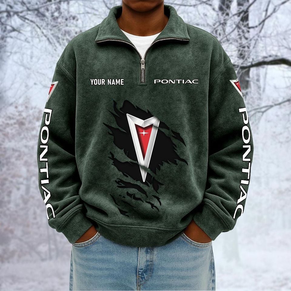 Pon-tiac Custom Name Quarter Zip Pullover Sweatshirt - Multicolor