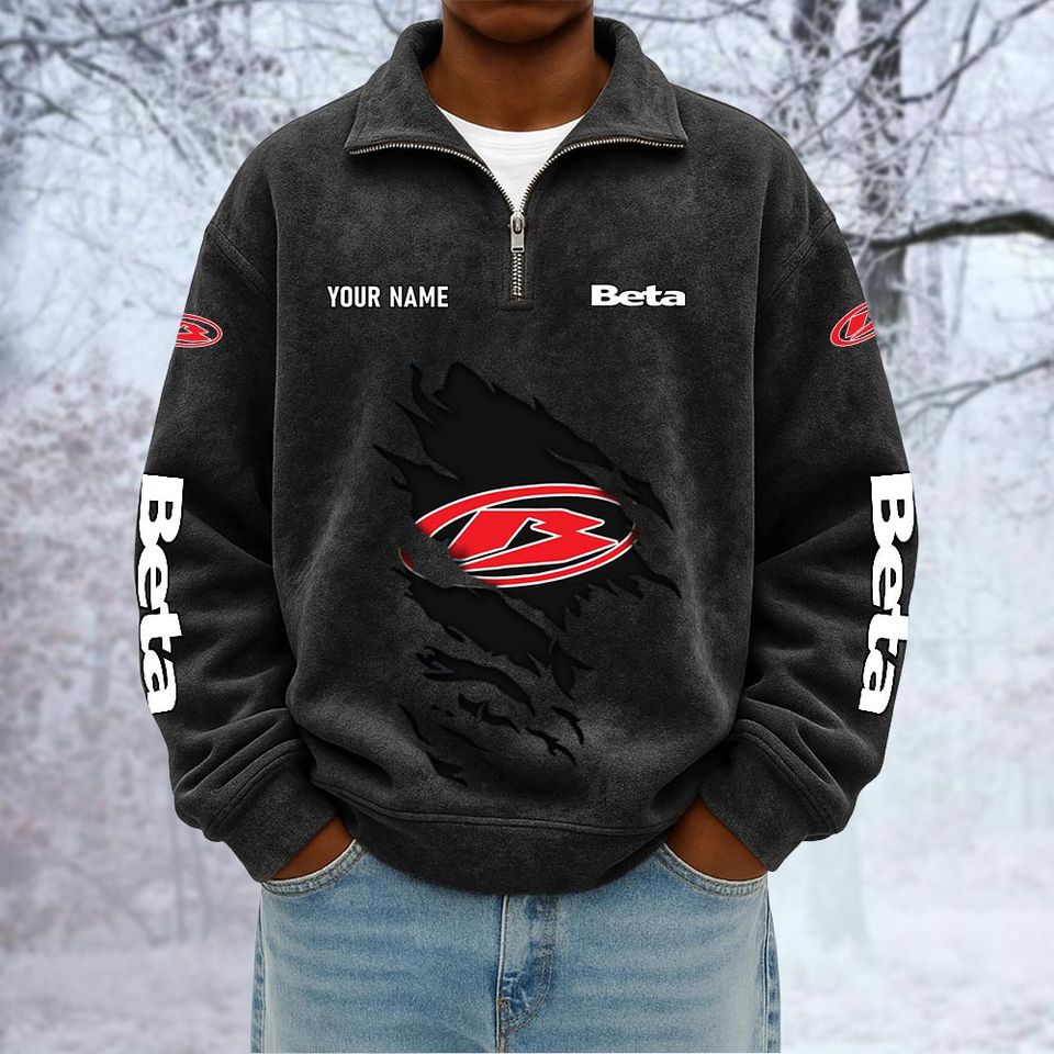 BETA Custom Name Quarter Zip Pullover Sweatshirt - Multicolor