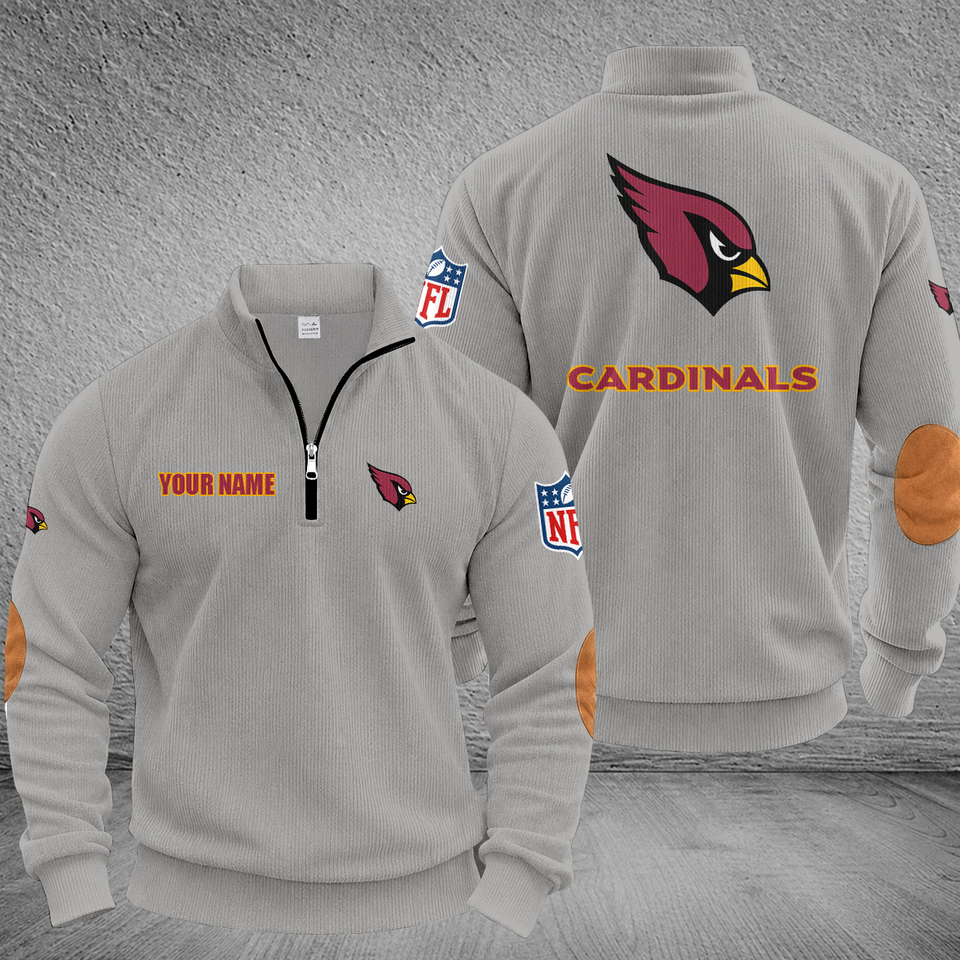 Arizonna Cardinals Arc Customized Striped Quarter-Zip Sweatshirt