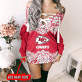 KC Chiefs Personalized Lace-Up Sweatshirt Women's Long Sleeve Dress