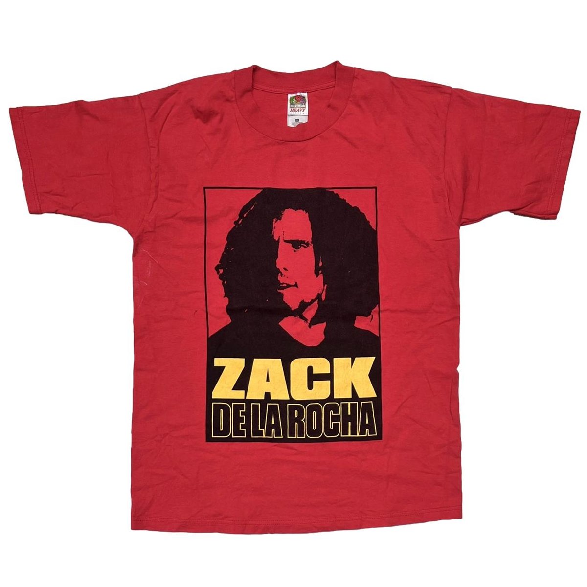 ZACK DE LA ROCHA 00s PRINT RED FRUIT OF THE LOOM LARGE 9525