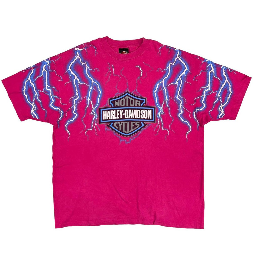 HARLEY DAVDSON 1994 WABASH VALLEY 10TH ANNIVERSARY PINK HANES XXL 0210