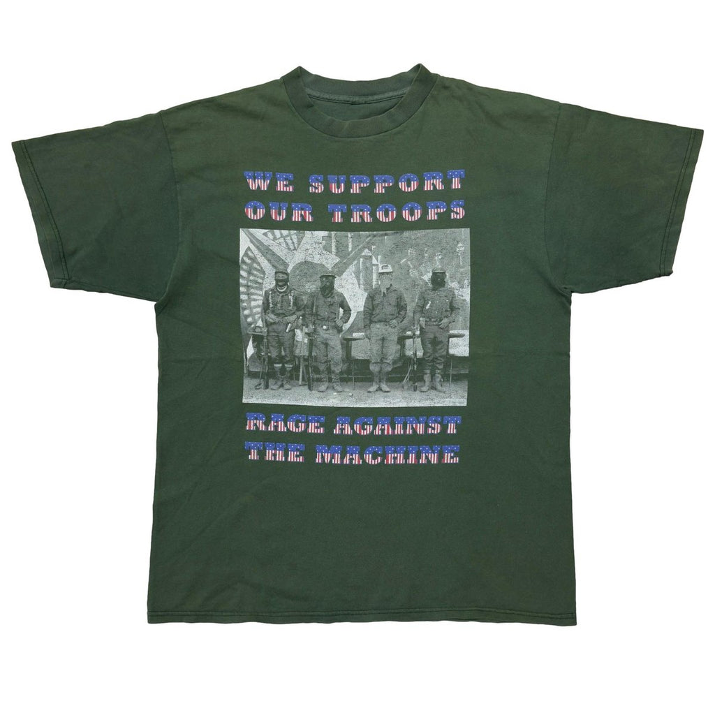 RAGE AGAINST THE MACHINE WE SUPPORT OUR TROOPS GREEN FITS XL 6374