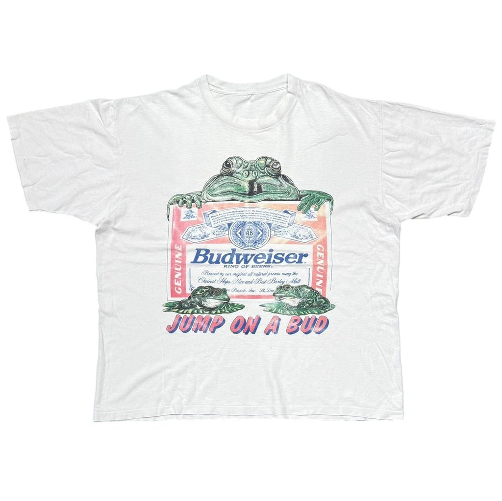 Budweiser JUMP ON A BUD FROGS & LABEL WHITE FITS XL-XXL 1863