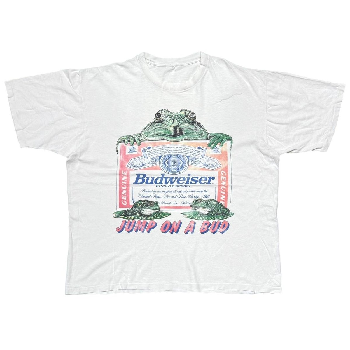 Budweiser JUMP ON A BUD FROGS & LABEL WHITE FITS XL-XXL 1863