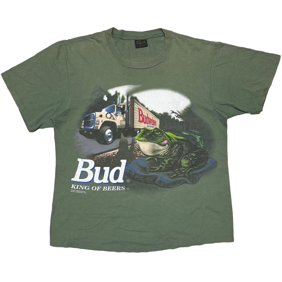 Budweiser JUMP ON A BUD 1995 THIS BUD'S FOR YOU GREEN CHANGES XL 6587