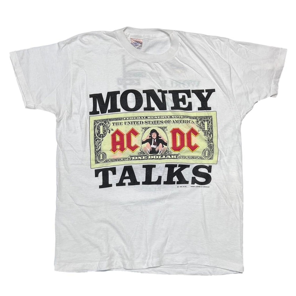AC/DC 1990 MONEY TALKS WORLD TOUR 1990/91 WHITE BROCKUM LARGE 7266