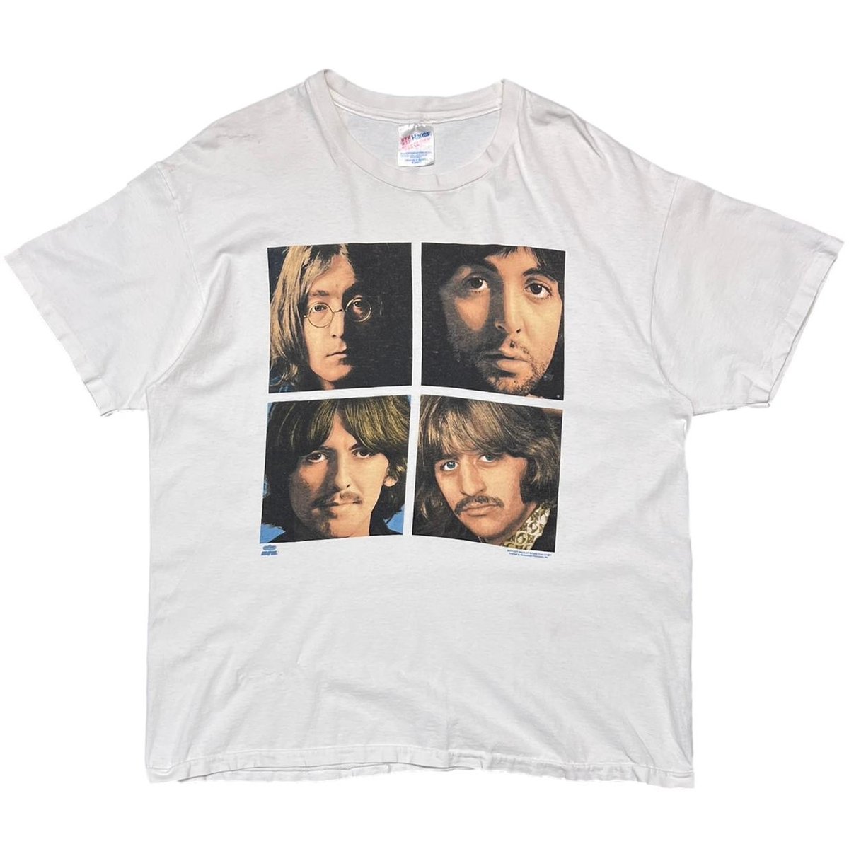 BEATLES MEMBER PHOTO ROCK EXPRESS WHITE HANES XL 5190