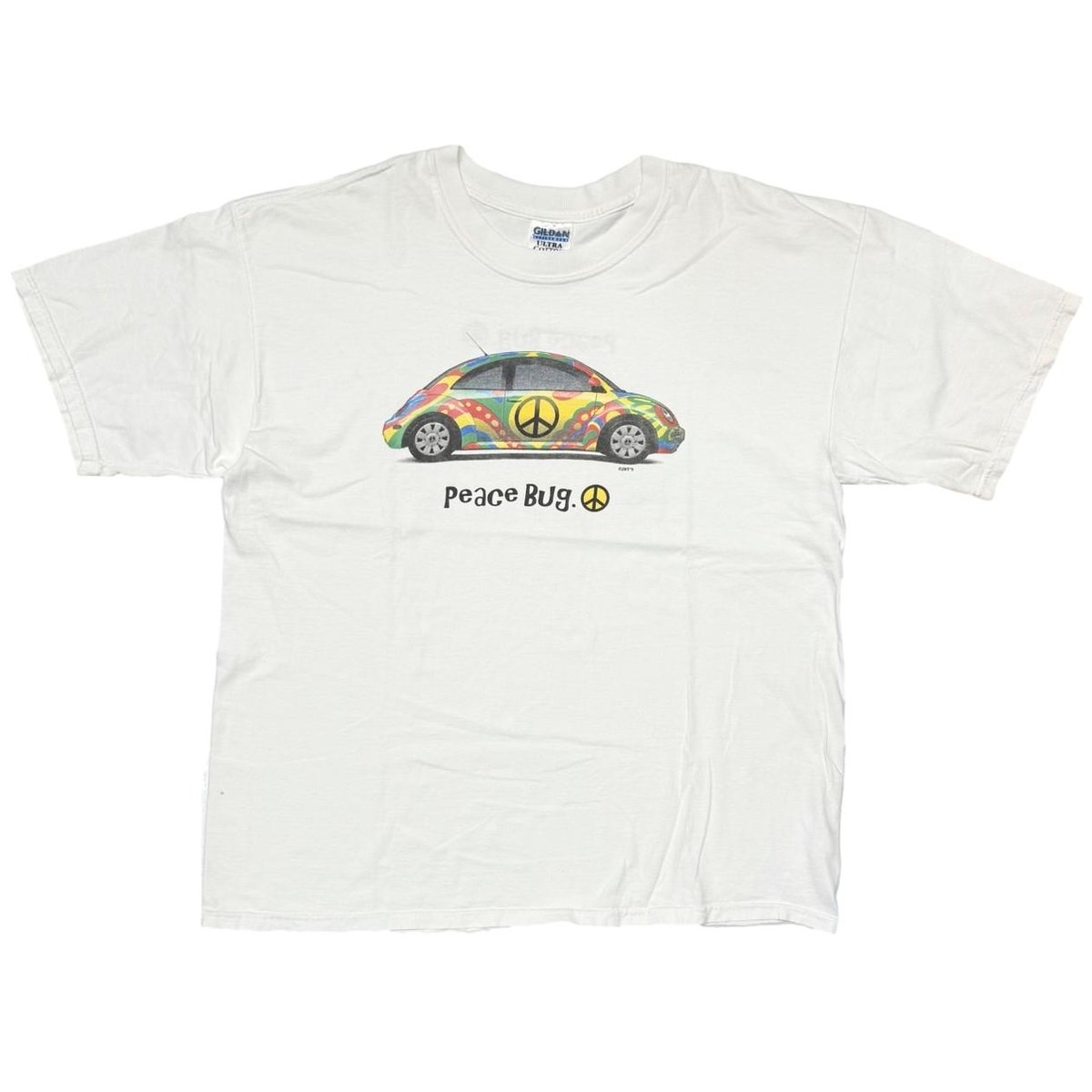 PEACE BUG HIPPIE COLOR CAR WHITE GILDAN XL 4433