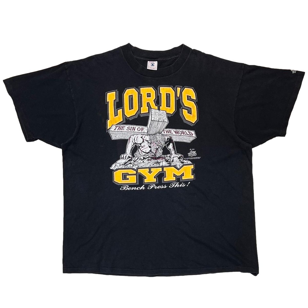 LORD'S GYM 1990 BENCH PRESS GYM! THE SIN OF THE WORLD DELTA XXL 7858