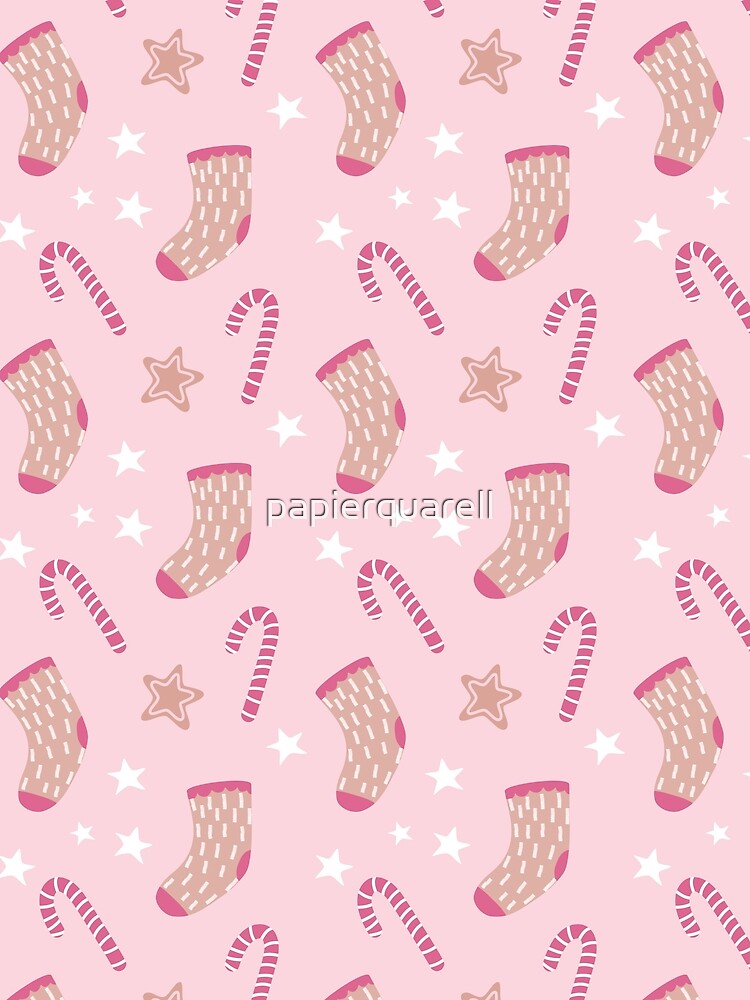 Cute Christmas Pattern in Pink by papierquarell
