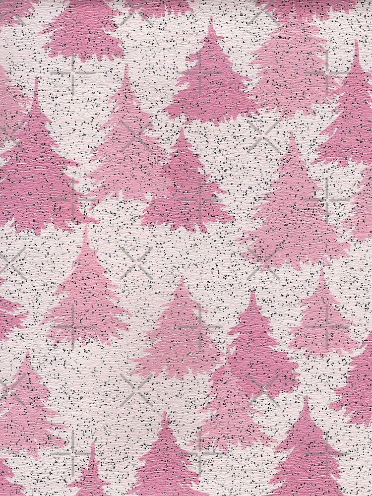 Vintage Pink Christmas Tree Forest Abstract by JimNEmDesigns