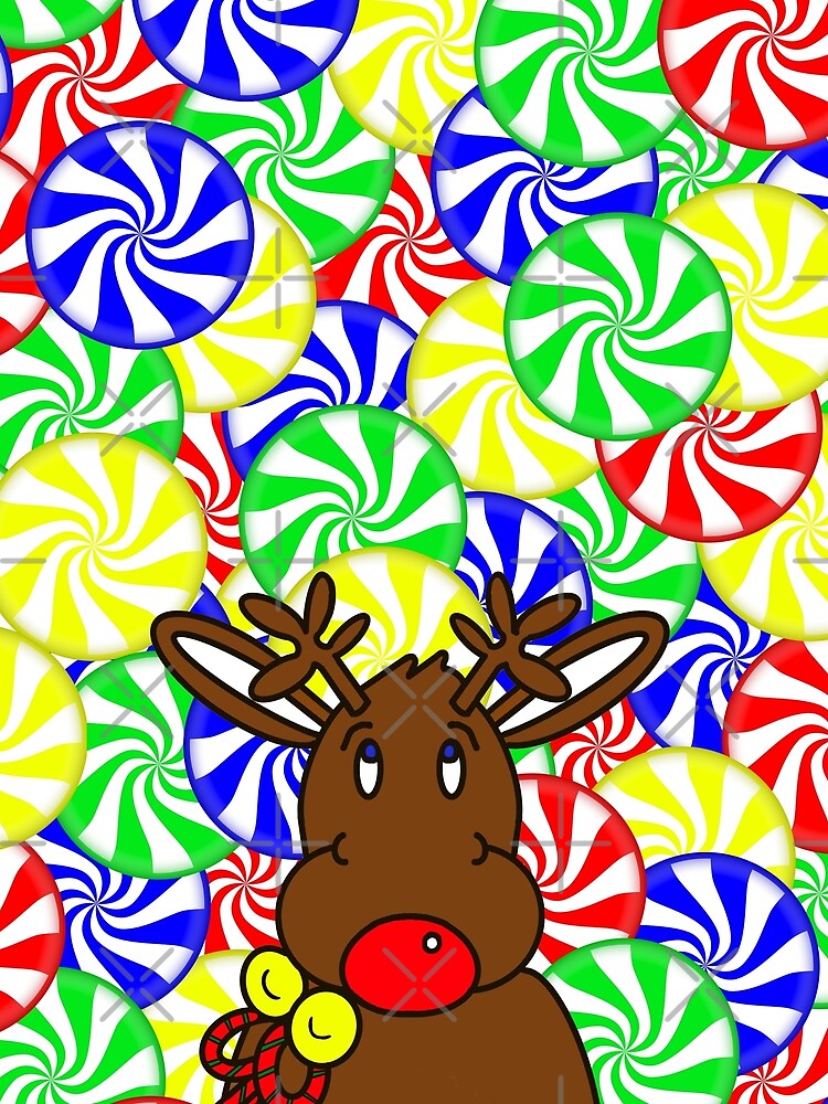 Funny Christmas Reindeer Candy by Sartoris Art