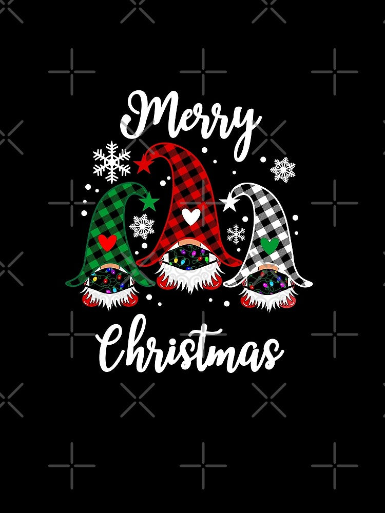 Christmas Gnome- Christmas Lights Buffalo Plaid Gnomes by Tetete