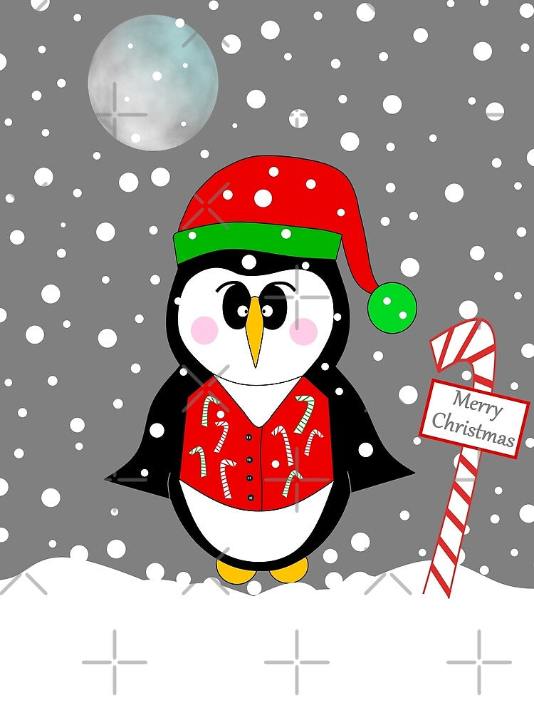 Funny Christmas Penguin by Sartoris Art