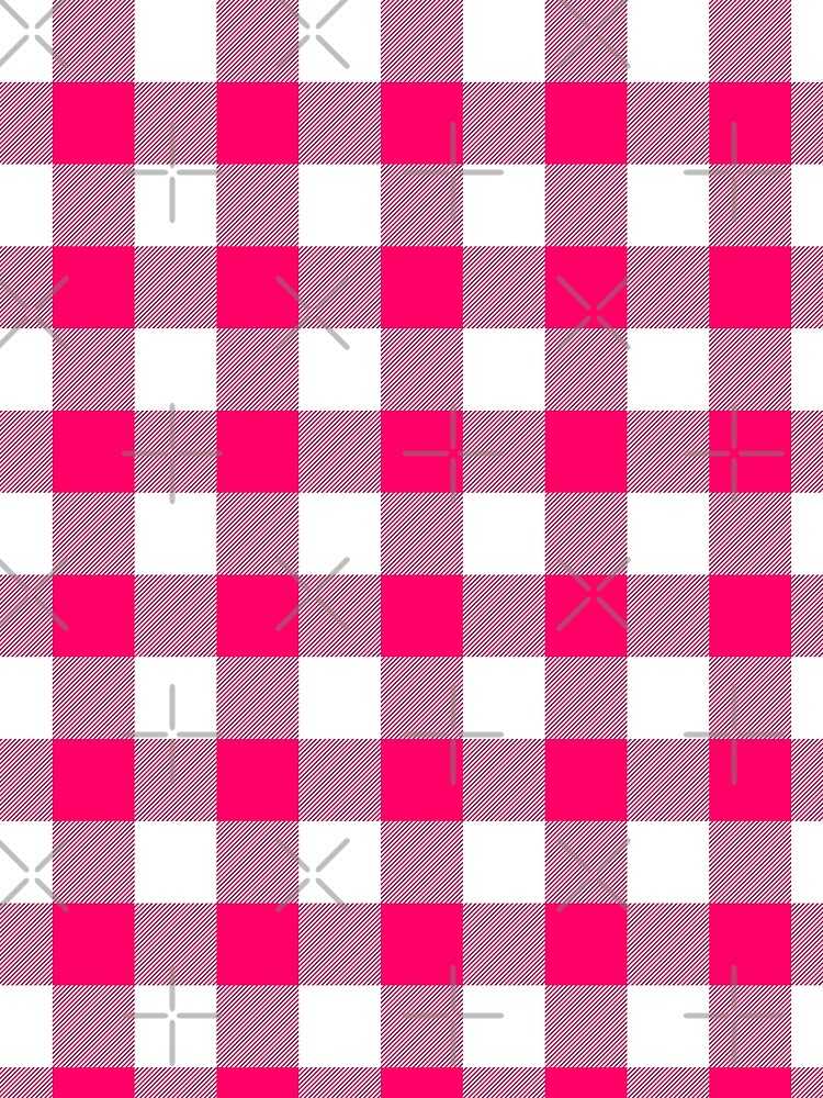Candy Cane Buffalo Plaid in Hot Pink and White by Angela Dow