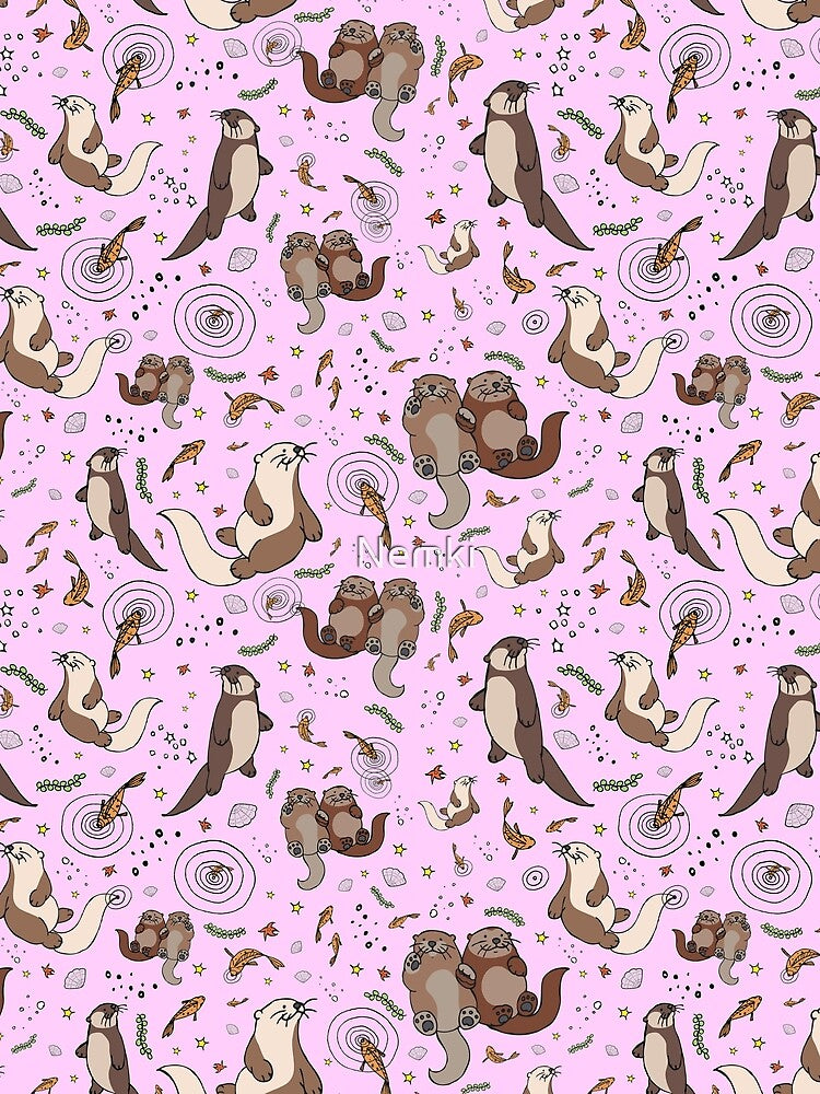 Otters in Pink by Nemki