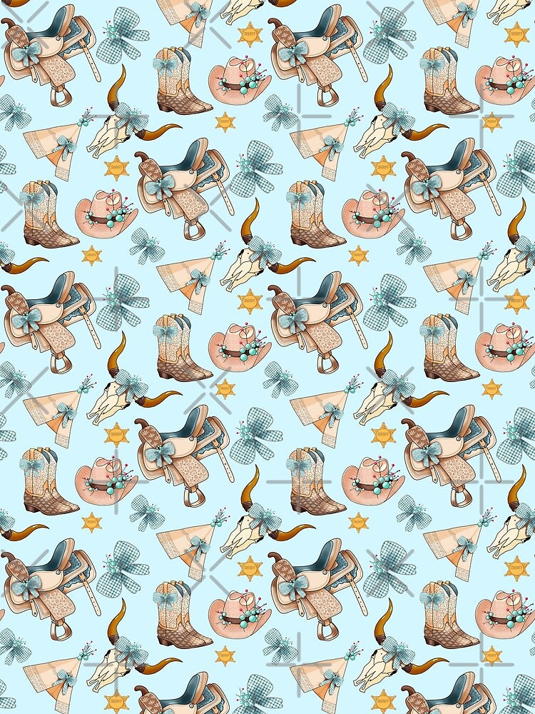 Turquoise cowgirl western pattern by MistyLakeArt