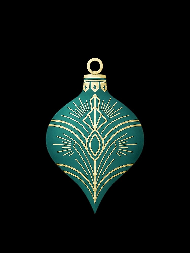 Art Deco Christmas Ornament Emerald Gold – Luxury Holiday Bauble by PunchDrop