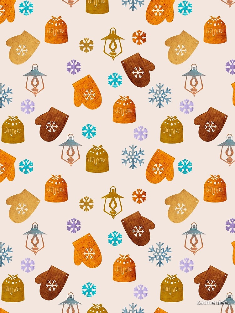 christmas icons pudding, lantern, mitten. Wood style. by zatmeniee