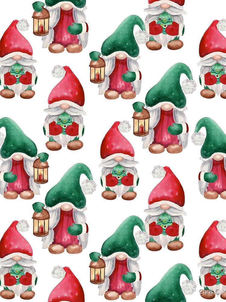 Gnome Christmas Little Cute Standing Red and Green Gnome Gnomies Pattern by MiscelChr