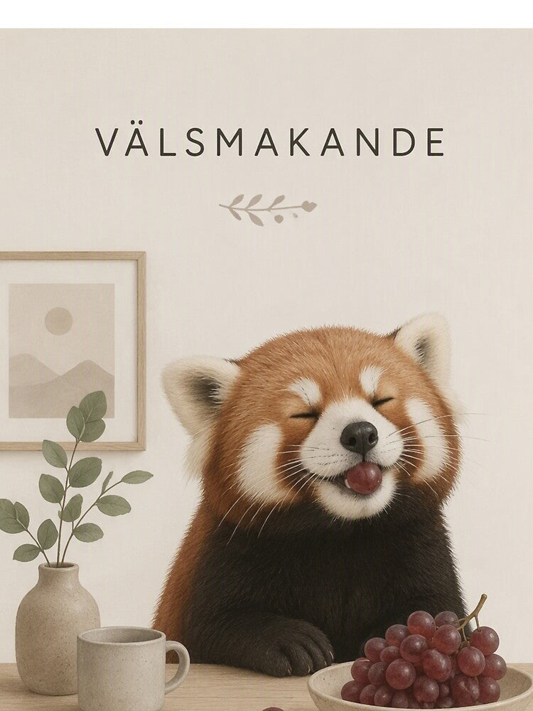 Hygge Red Panda & Grapes "DELICIOUS" #2 Portrait by NickWhittleArt