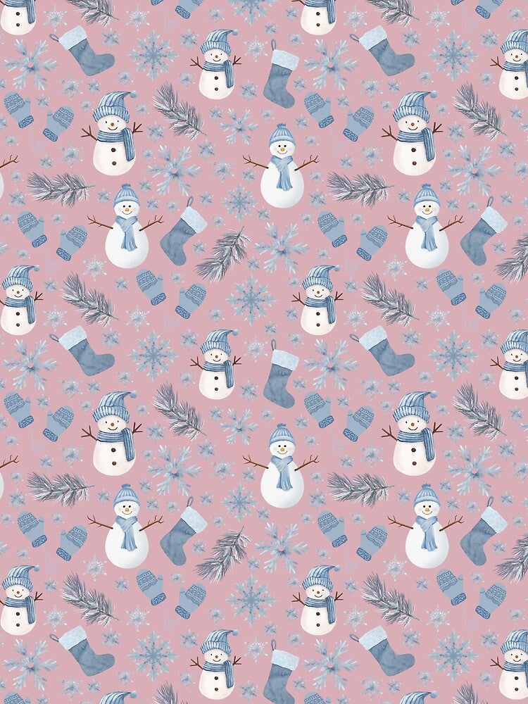 Cozy Blue Winter on Crepe Pink by KSimpson838