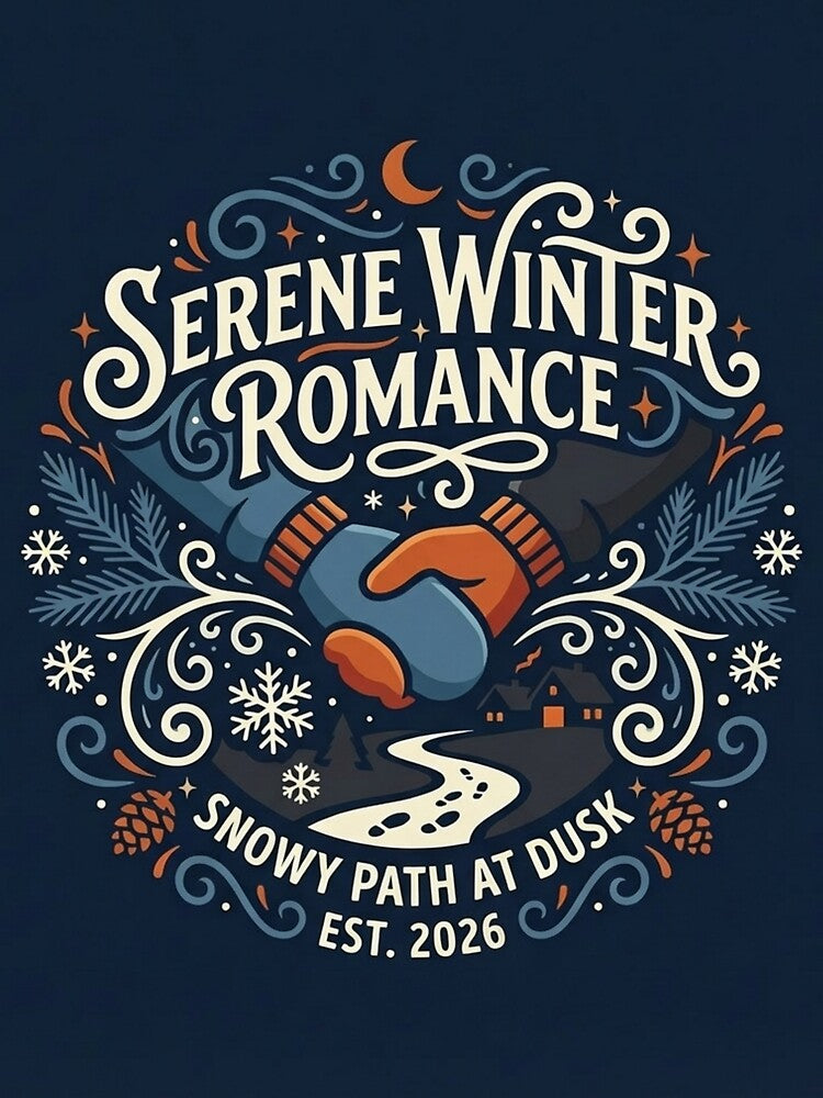 Serene Winter Romance - Vintage Snowy Path at Dusk Illustration by HappySproutArt