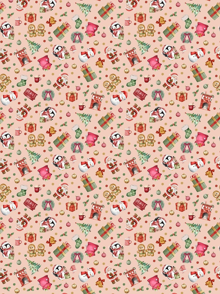 Watercolor Christmas on Pale Orange by KSimpson838